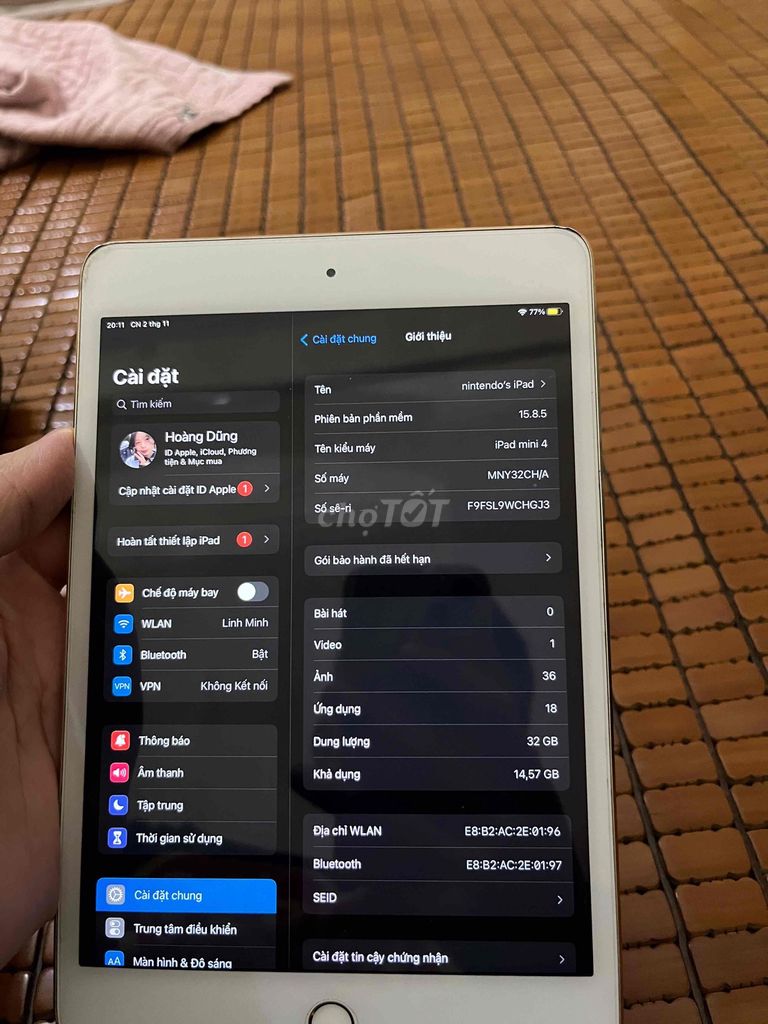 Apple iPad mini 4 32GB Vàng. Mua bán Máy tính bảng tại Huyện Quế Võ Bắc Ninh được đăng bởi user2534 hình 1