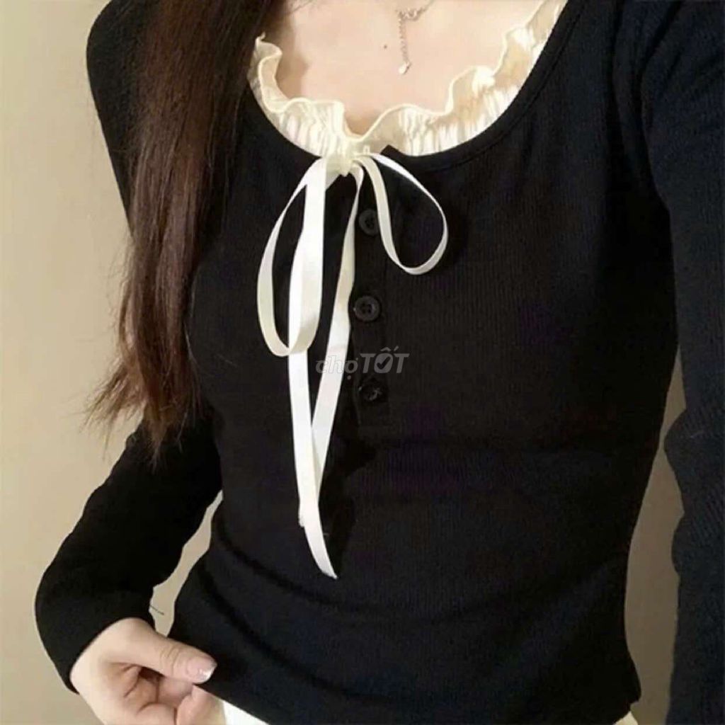 Áo Kiểu Phối Bèo Ren Cột Dây. Mua bán Quần áo tại Quận Sơn Trà Đà Nẵng được đăng bởi Bé Suu Chuyên Pass Đồ hình 1