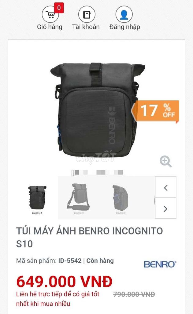 Túi máy ảnh Benro Incognito S10