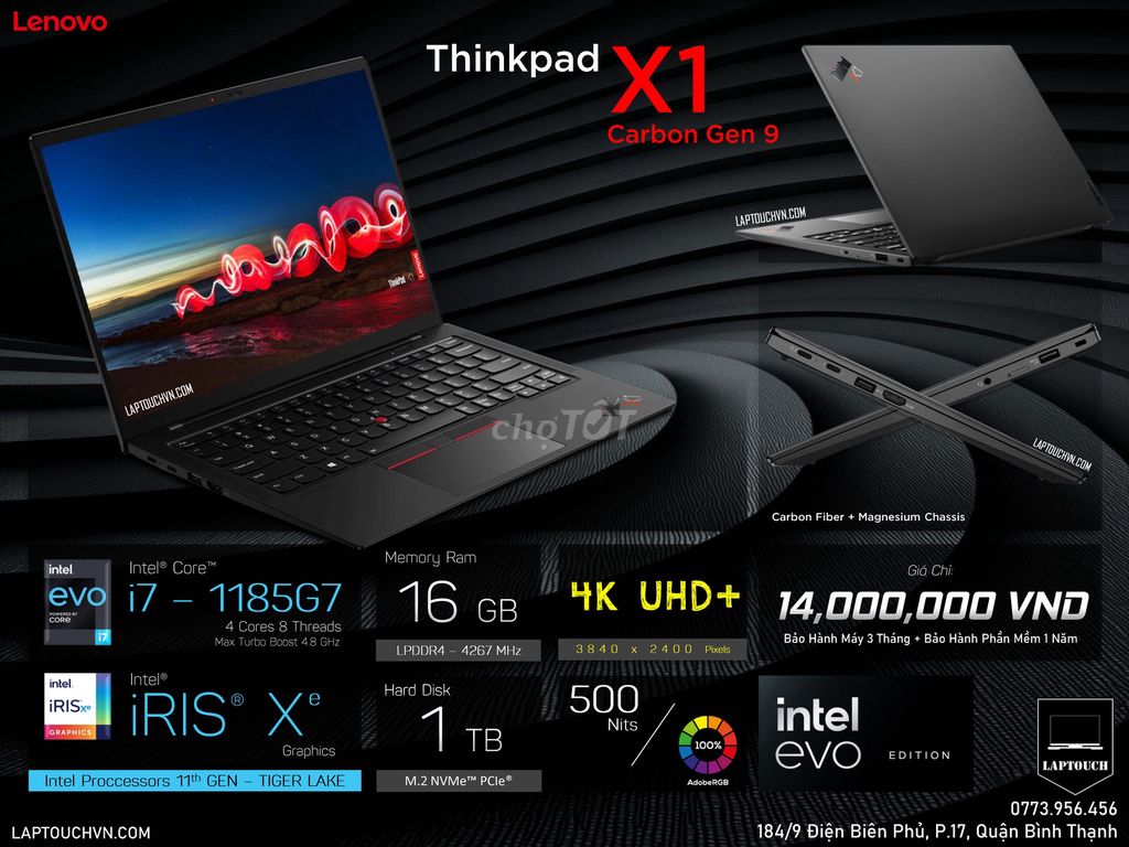 Lenovo Thinkpad X1 Carbon Gen 9 i7-1185G7 16GB/1TB. Mua bán Laptop tại Quận Bình Thạnh Tp Hồ Chí Minh được đăng bởi Cửa Hàng Máy Tính Laptouch VN hình 1