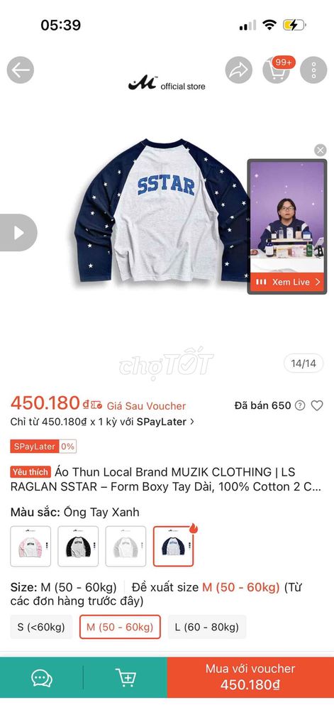 Áo thun dài tay Muzik Clothing Raglan SSTAR. Mua bán Quần áo tại Huyện Đất Đỏ Bà Rịa - Vũng Tàu được đăng bởi my linh hình 1