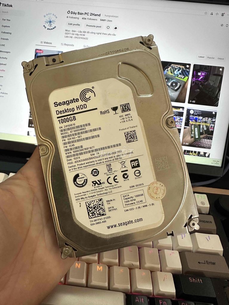 Ổ cứng HDD Seagate Desktop HDD 1000GB. Mua bán Linh kiện (RAM, Card...) tại Quận Gò Vấp Tp Hồ Chí Minh được đăng bởi Ở Đây Bán PC2hand tiktok hình 1
