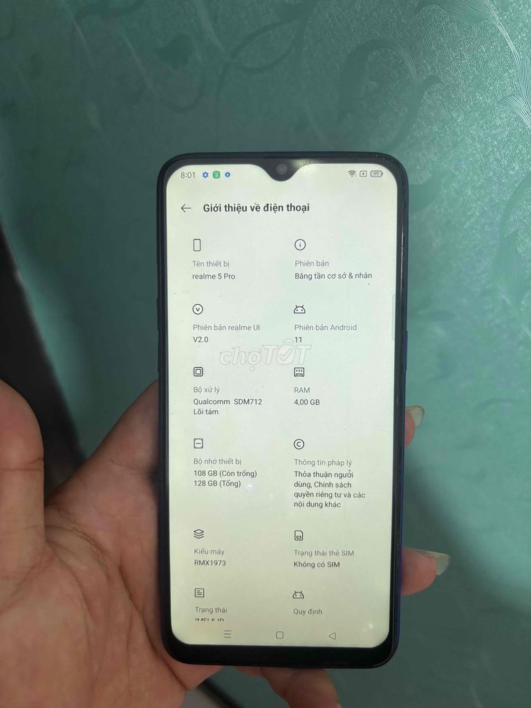 Realme 5 Pro 128GB Xanh. Mua bán Điện thoại tại Thành phố Bà Rịa Bà Rịa - Vũng Tàu được đăng bởi thanh lý hình 1