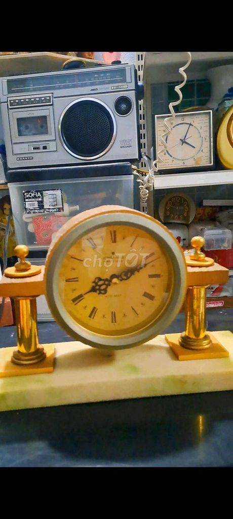 Đồng hồ để bàn Junghans Đá, Kim loại Đức