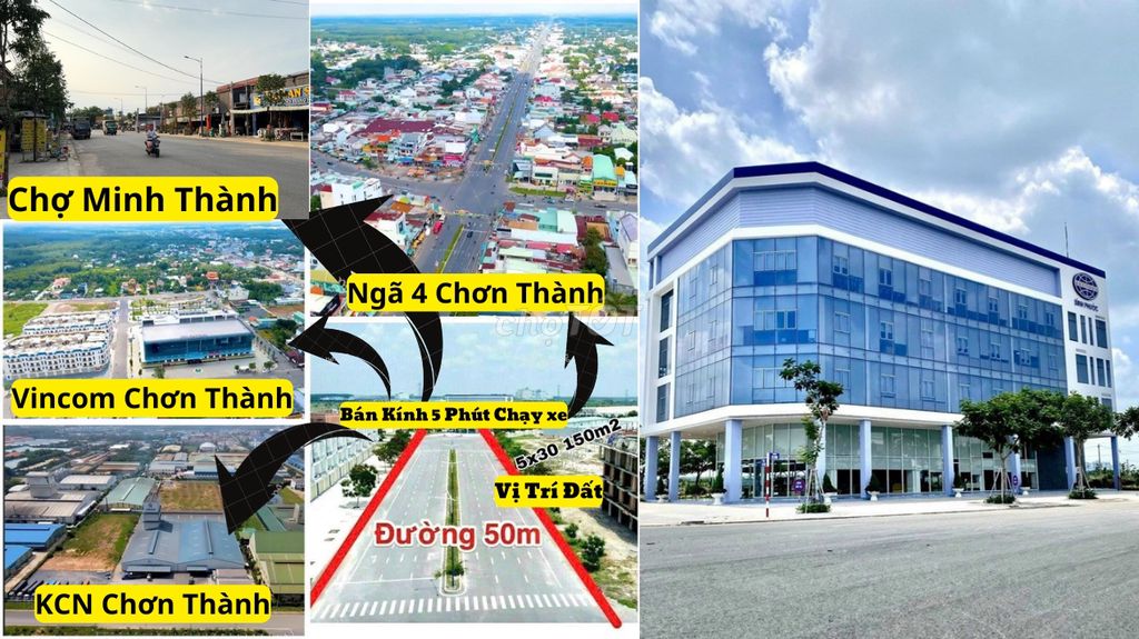 đường nhựa 50m. trục vào kcn becamex chơn thành