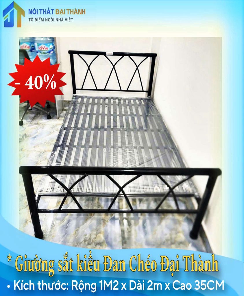 Giường sắt 1M2 kiểu ĐanChéo, GIÁSIÊURẺ, HỎATỐC HCM