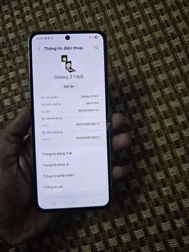 Samsung Z Flip5 VN 512GB Trắng. Mua bán Điện thoại tại Quận Hà Đông Hà Nội được đăng bởi Doremon hình 1
