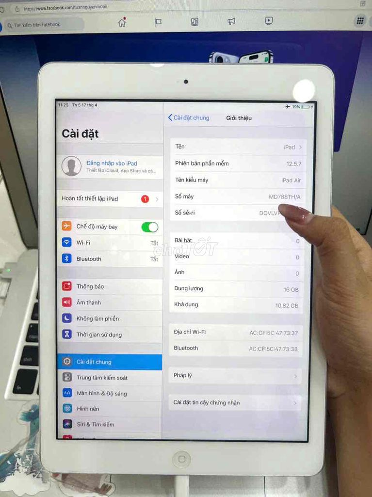 ipad air 1 16g wifi giá rẻ. Mua bán Máy tính bảng tại Quận 3 Tp Hồ Chí Minh được đăng bởi Tuấn Nguyễn hình 2