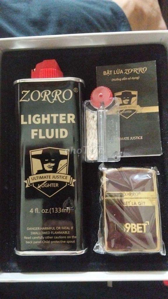 Bật lửa Zorro Kim loại Vàng đồng