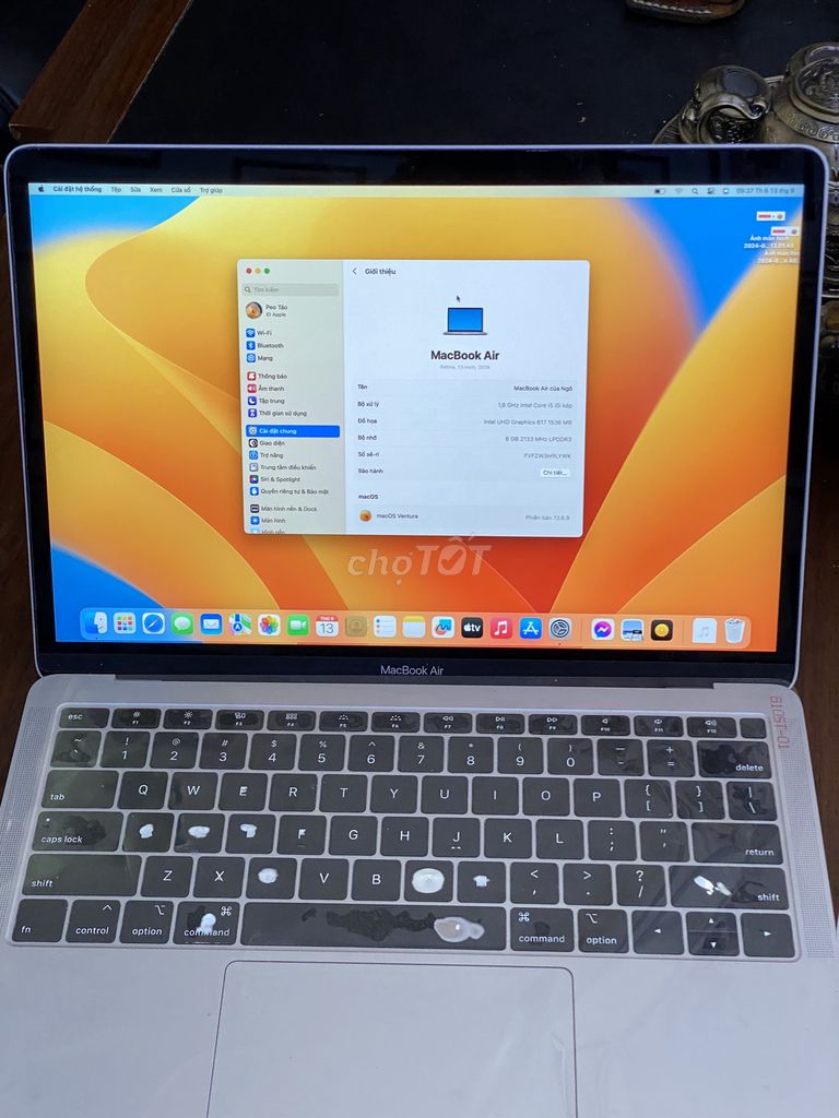 Macbook Air 2019, 13".vân tay ok.Giao lưu đt,xe,đh