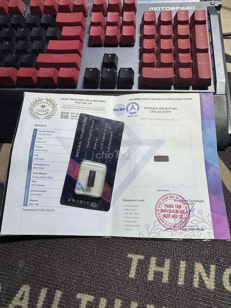 Đá Tourmaline nâu đậm 5.08cts (được tặng kg dùng)