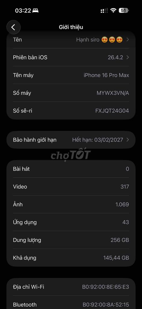 iPhone 16 Pro Max 256GB Vàng. Mua bán Điện thoại tại Quận Sơn Trà Đà Nẵng được đăng bởi Hạnh Sirô hình 1