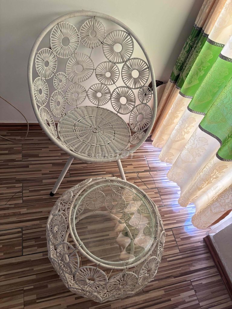 Bộ bàn ghế mây tre đan Trắng. Mua bán Bàn ghế tại Quận Gò Vấp Tp Hồ Chí Minh được đăng bởi di nguyen hình 1