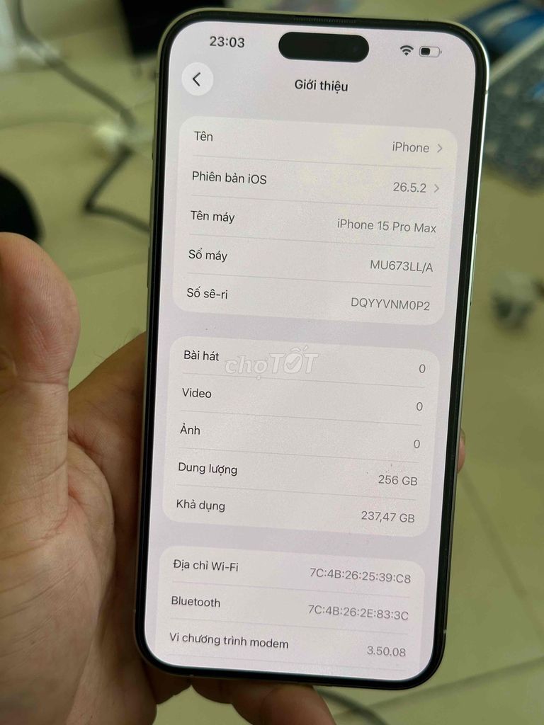 Apple iPhone 15 Pro Max 256GB Trắng keng. Mua bán Điện thoại tại Thành phố Thuận An Bình Dương được đăng bởi Trung Apple Ko bán góp hình 1
