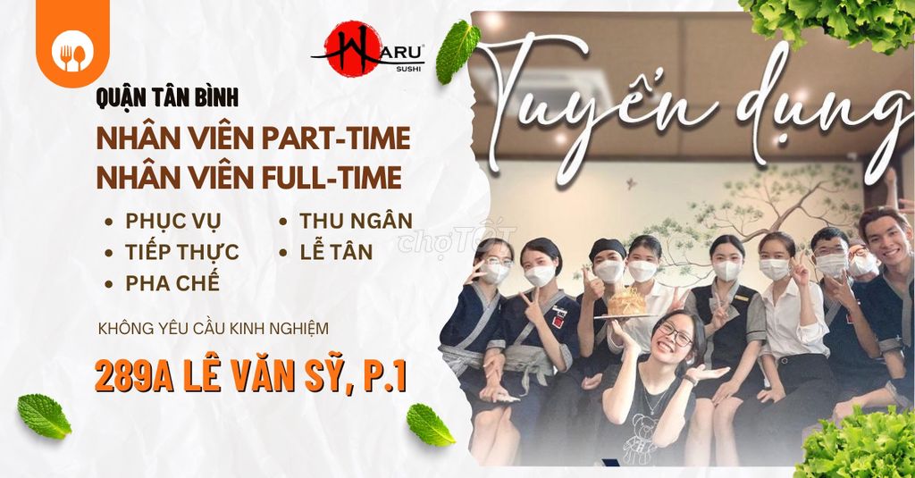 [Quận Tân Bình] Nhân Viên Part-time/Full-time