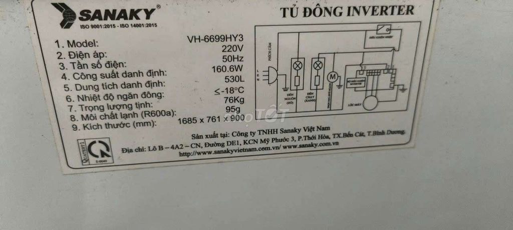 Tủ đông SANAKY VH-6699HY3 530L. Mua bán Tủ lạnh tại Quận 8 Tp Hồ Chí Minh được đăng bởi tran nguyen hình 1