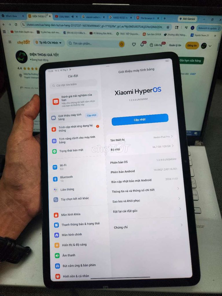 REDMI PAD PRO 8GB/128GB SNAP 7s GEN 2 PIN 10000. Mua bán Máy tính bảng tại Quận Bình Thạnh Tp Hồ Chí Minh được đăng bởi Dân Mobile hình 1