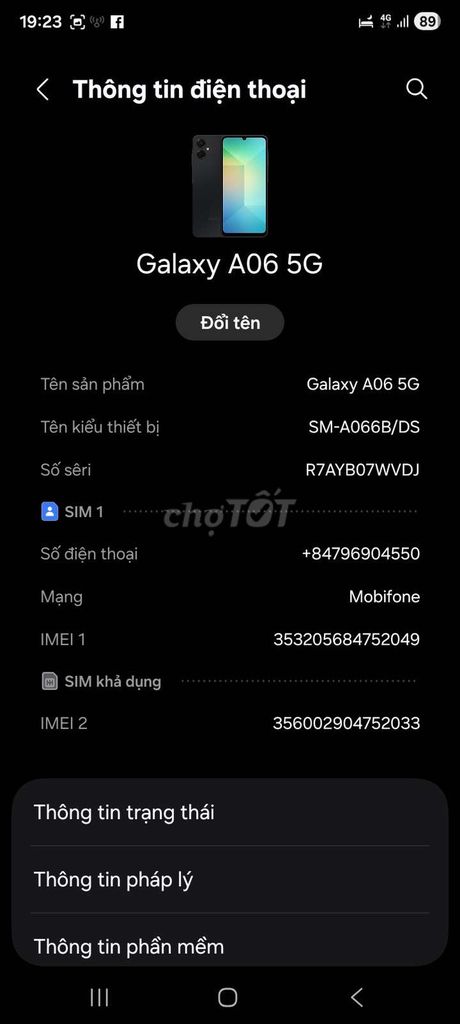 Samsung Galaxy A06 5G Đen. Mua bán Điện thoại tại Huyện Trà Cú Trà Vinh được đăng bởi thạch ngọc thanh hình 1