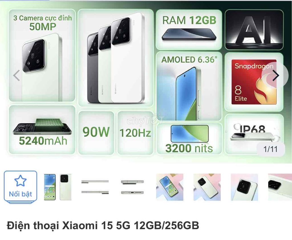 Xiaomi 15 5G 256GB Xanh lá. Mua bán Điện thoại tại Quận Liên Chiểu Đà Nẵng được đăng bởi Ngọc Trịnh hình 1