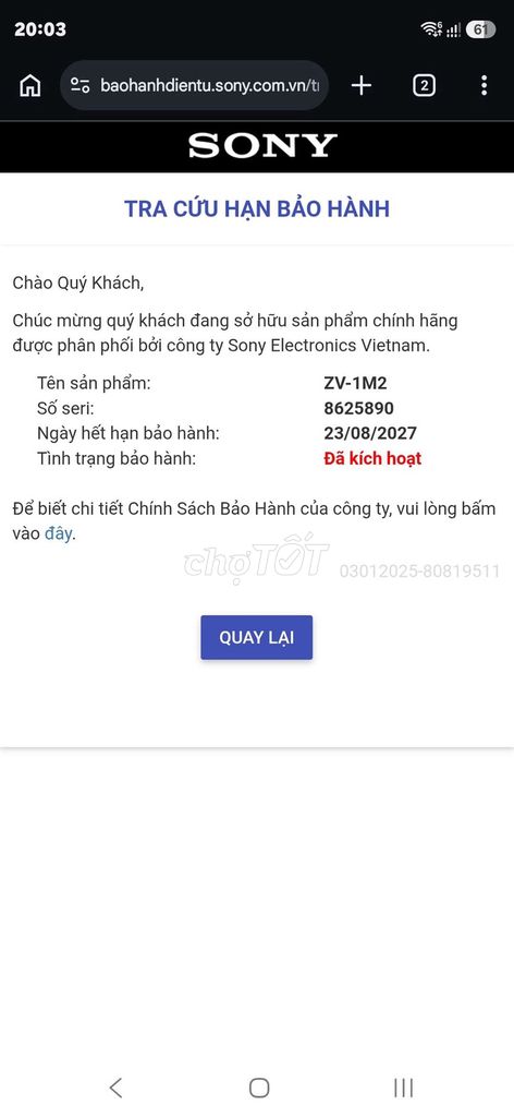 Máy ảnh Sony ZV-1M2 Trắng lướt, bh lâu. Mua bán Máy ảnh, Máy quay tại Quận 1 Tp Hồ Chí Minh được đăng bởi Trang sức đá tự nhiên Đức Tài hình 1