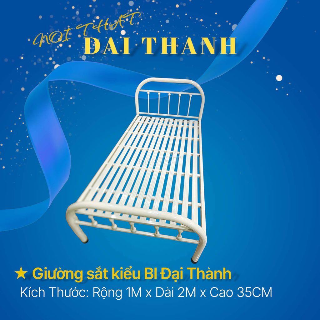 Giường sắt 1M BI MÀU KEM, SIÊU XINH, HỎA TỐC HCM