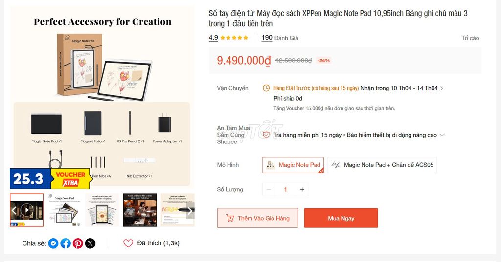 XPPen Magic Note Pad 10.95 inch 6GB/128GB. Mua bán Máy tính bảng tại Quận 10 Tp Hồ Chí Minh được đăng bởi Tam Tao hình 1