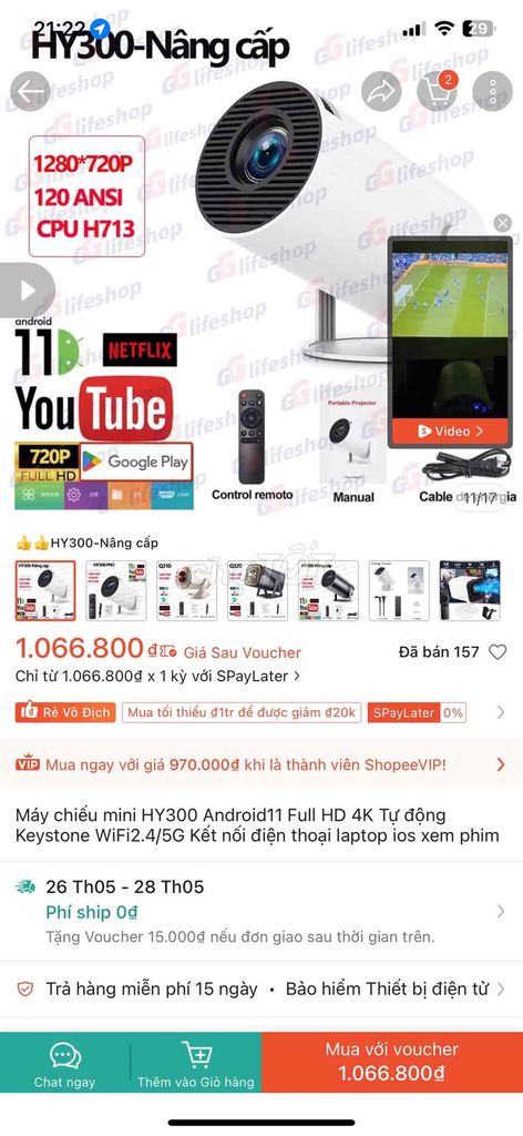 Máy chiếu HY300 Android 11. Mua bán Đồ dùng văn phòng tại Thành phố Rạch Giá Kiên Giang được đăng bởi trí thanh hình 1