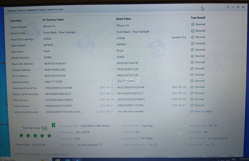 Apple iPhone 14 256GB Trắng Zin. Mua bán Điện thoại tại Quận 7 Tp Hồ Chí Minh được đăng bởi Hội Đồ Điện Tử hình 1
