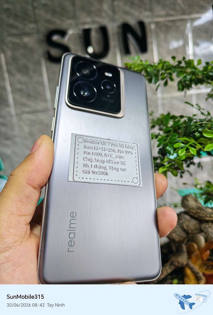Realme GT 7 Pro 5G R12+256 Snap8elit Pin6500. Mua bán Điện thoại tại Huyện Trảng Bàng Tây Ninh được đăng bởi Sun Mobile Shop Điện Thoại Trảng Bàng Tây Ninh 01 hình 1