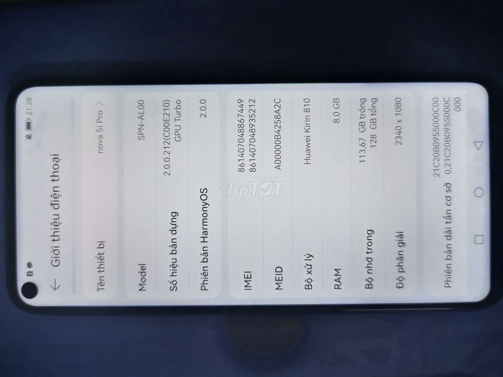 Huawei Nova 5 Pro 8GB 128GB HarmonyOS. Mua bán Điện thoại tại Quận Tân Bình Tp Hồ Chí Minh được đăng bởi nam hình 1