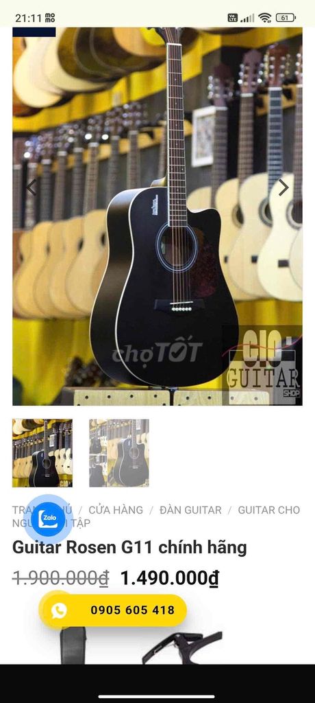 Đàn guitar Rosen G11 Đen đã qua sử dụng. Mua bán Nhạc cụ tại Quận Ngũ Hành Sơn Đà Nẵng được đăng bởi Mỹ Ngọc hình 1