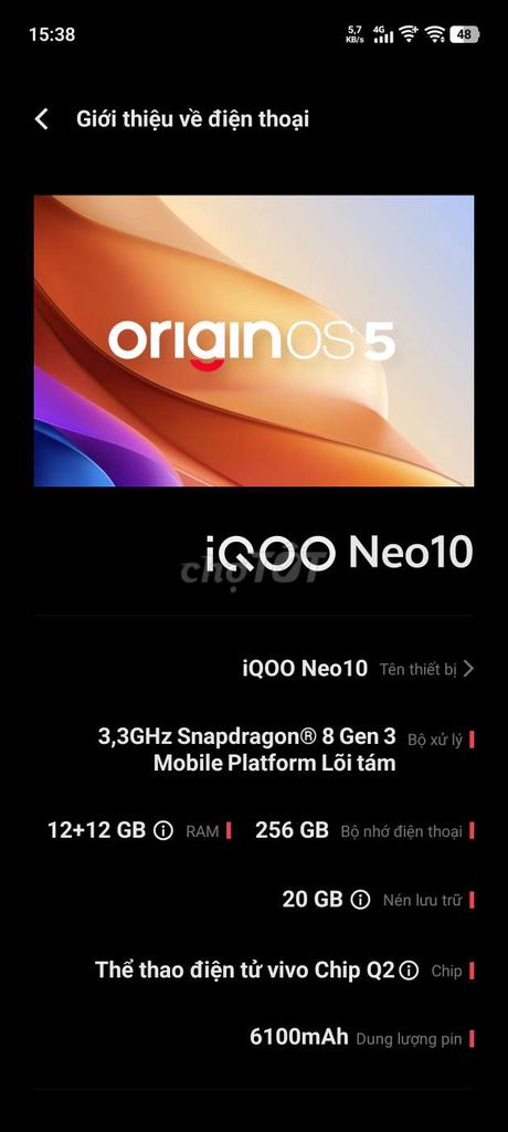 iQOO Neo 10 256GB. Mua bán Điện thoại tại Thành phố Buôn Ma Thuột Đắk Lắk được đăng bởi thu hình 1