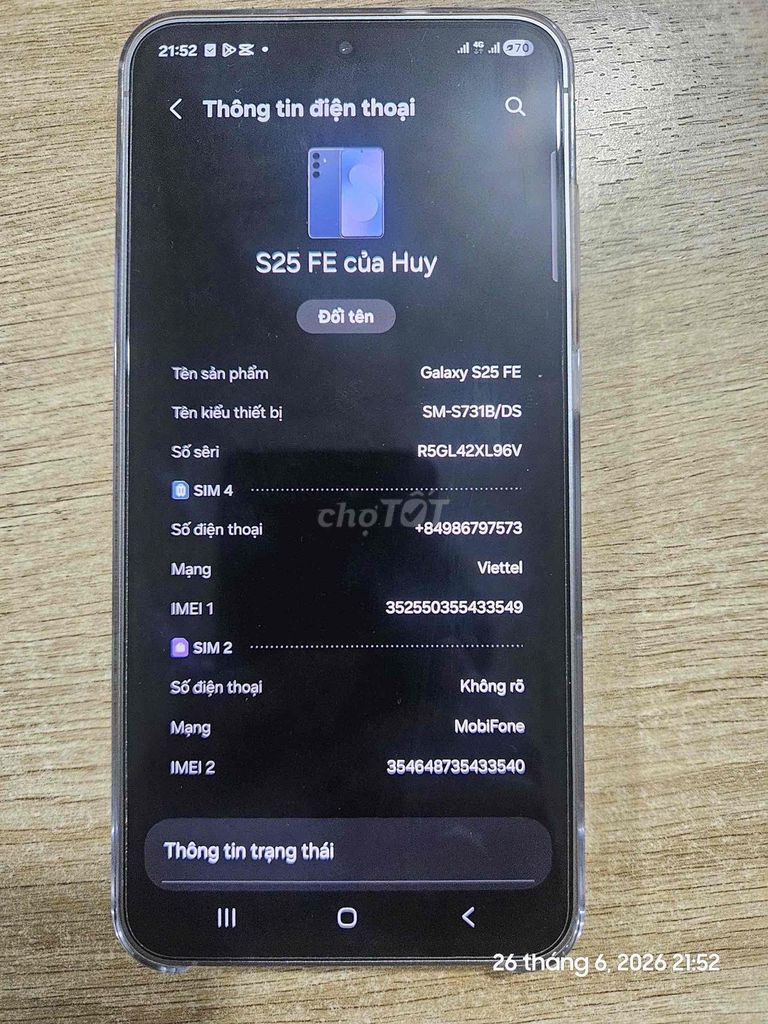 Samsung Galaxy S25 FE 256GB Như mới. Mua bán Điện thoại tại Thành phố Thủ Đức Tp Hồ Chí Minh được đăng bởi Trần Thị Xuân Hương hình 1