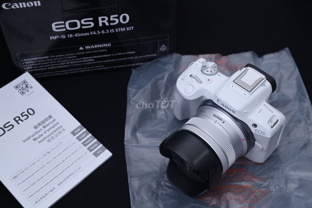 Canon R50+Kit 18-45stm ĐẸP BH hãng 23/07/2026.