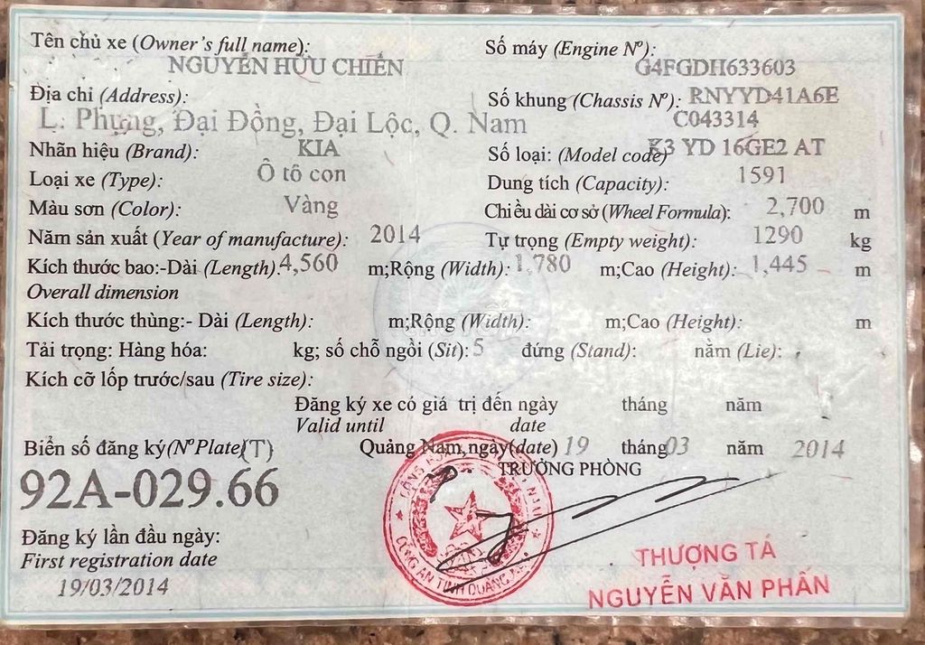 Kia K3 2014 1.6 AT - 79800 km. Mua bán Ô tô tại Thị xã Bến Cát Bình Dương được đăng bởi Nguyễn Trọng Hùng hình 6