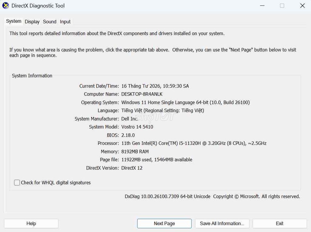 Dell Vostr***20H 8GB máy zin giá tốt. Mua bán Laptop tại Quận Gò Vấp Tp Hồ Chí Minh được đăng bởi Hiển Huỳnh hình 1