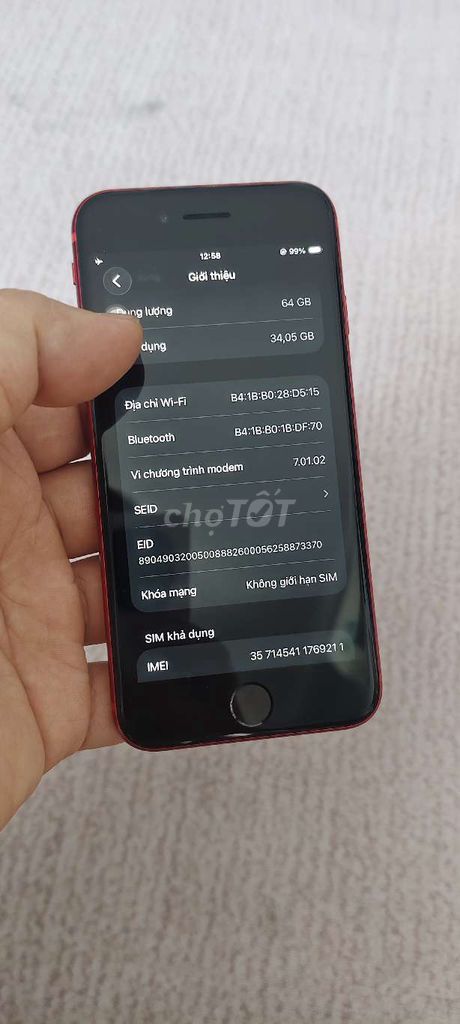 Apple iPhone SE 2 64GB Đỏ 85%. Mua bán Điện thoại tại Quận Cẩm Lệ Đà Nẵng được đăng bởi Vinh hình 1