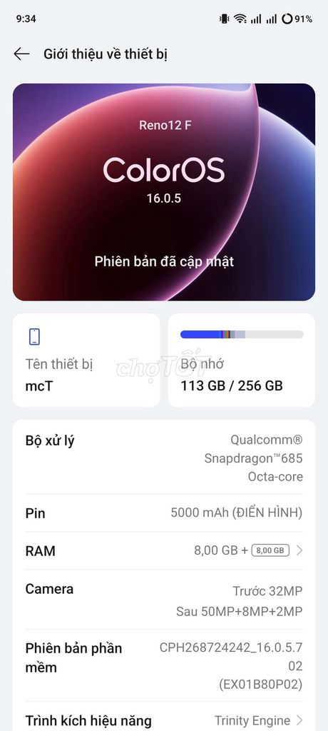 Oppo Reno12 F Xanh 256GB 8GB. Mua bán Điện thoại tại Huyện Trảng Bàng Tây Ninh được đăng bởi Vũ Trọng Vũ hình 1