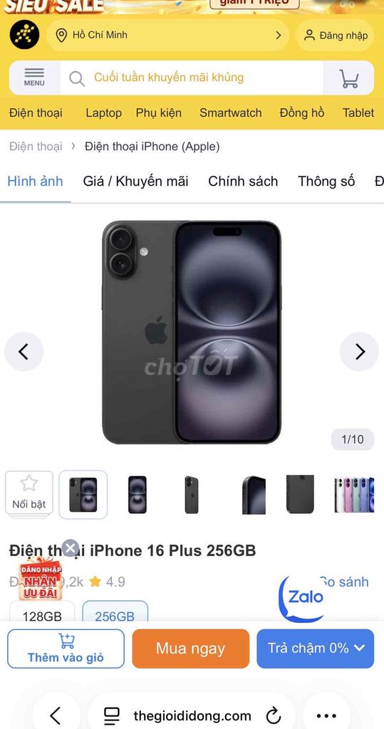 Apple iPhone 16 Plus 256GB Đen 2 sim vật lý Mới 10. Mua bán Điện thoại tại Quận 7 Tp Hồ Chí Minh được đăng bởi Kiri  hình 1