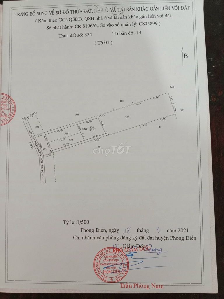 Bán đất 80m2 thổ thuộc Ấp Tân Hòa, Giai Xuân, Phong Điền.