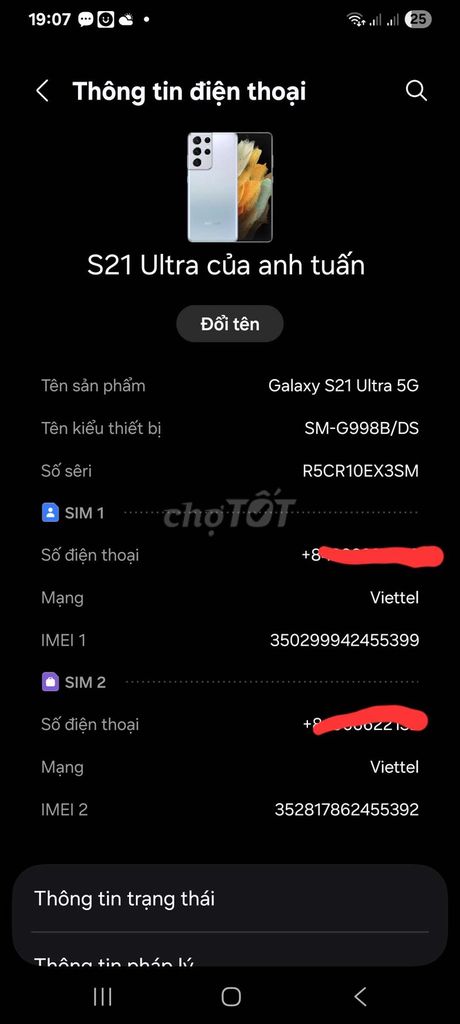 Samsung Galaxy S21 Ultra 5G Bạc. Mua bán Điện thoại tại Huyện Thường Tín Hà Nội được đăng bởi nguyễn văn tuấn  hình 1