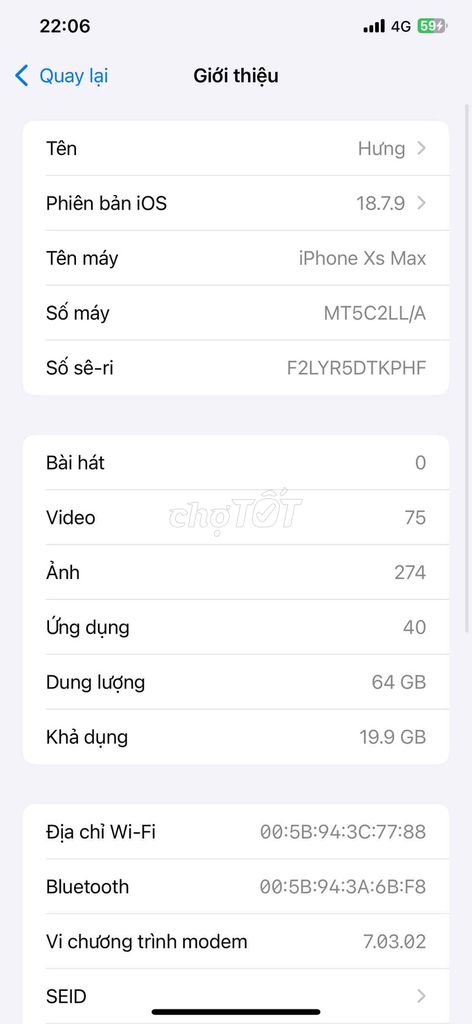 Apple iPhone Xs Max 64GB 99%. Mua bán Điện thoại tại Quận 12 Tp Hồ Chí Minh được đăng bởi mạnh hưng  hình 1