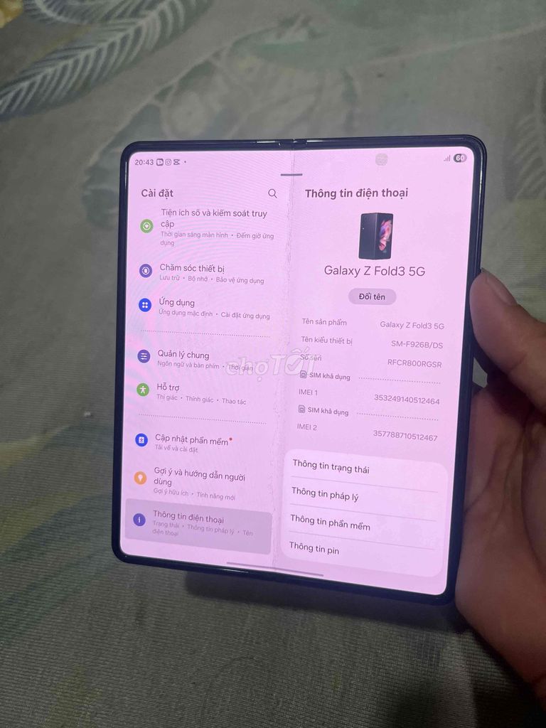 Samsung Galaxy Z Fold3 5G 256GB Đen. Mua bán Điện thoại tại Thành phố Thủ Đức Tp Hồ Chí Minh được đăng bởi khang nguyễn hình 1