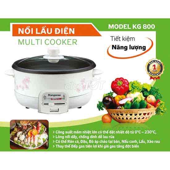 Nồi lẩu điện Kangaroo KG 800 Trắng chống dính. Mua bán Bếp, lò, đồ điện nhà bếp tại Quận Bình Thuỷ Cần Thơ được đăng bởi Hà Quang Thoại hình 1