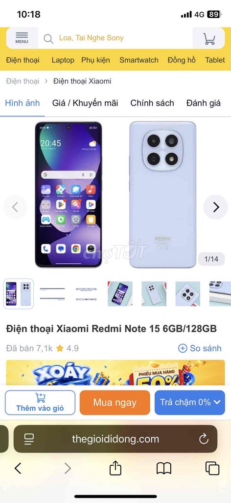 Xiaomi Redmi Note 15 6GB/128GB Tím nhạt. Mua bán Điện thoại tại Quận Gò Vấp Tp Hồ Chí Minh được đăng bởi Hữu Tiến hình 1