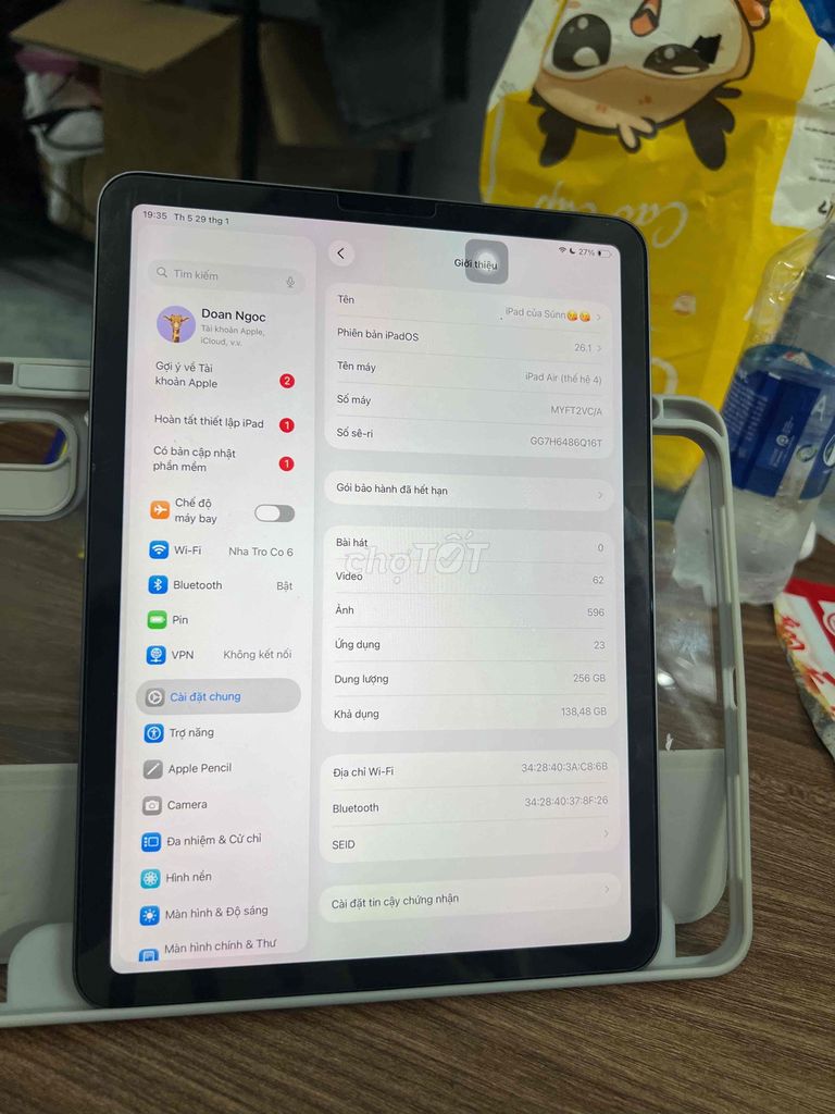 Apple iPad Air 4 A14 Bionic 256GB Xám mất vân. Mua bán Máy tính bảng tại Quận Bình Thuỷ Cần Thơ được đăng bởi hihihi hình 1
