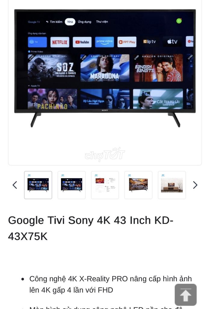 Tivi Sony KD-43X75K 4K 43 inch. Mua bán Tivi, Âm thanh tại Thành phố Thuận An Bình Dương được đăng bởi thanhnhon1310 hình 1
