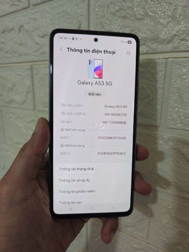 Samsung A53 5G RAM 8/128GB có NFC Máy Zin Đẹp. Mua bán Điện thoại tại Thành phố Vĩnh Long Vĩnh Long được đăng bởi Phúc Long hình 1