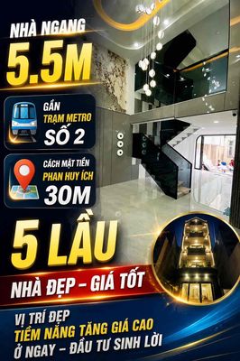 Hot - Nhà 5 lầu mới Phan Huy Ích, ngang 5,5m, nhìn là thích
