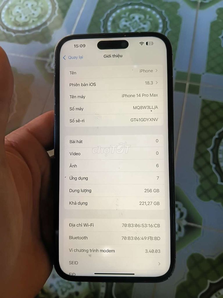 iPhone 14 Pro Max 256GB Tím Đã dùng. Mua bán Điện thoại tại Huyện Phù Cát Bình Định được đăng bởi Cao Trung Sơn hình 1